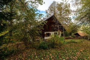 a log cabin in the woods with trees at Le Chavot - Chalet 140 m² pour 8 personnes in Cohennoz +10 photos