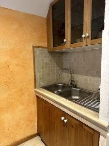 una cucina con lavello in acciaio inossidabile e mobili in legno di 2 pièces Suzie a Saint-Étienne-de-Tinée 1 altra foto