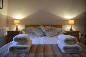 A bed or beds in a room at Troedyrhiw Bed & Breakfast 