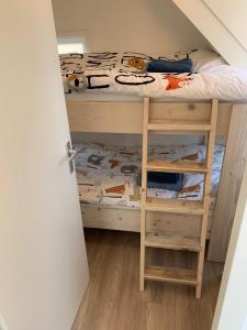 a small room with a bunk bed and a ladder at Hello Noordwijk - Familiehuis Quarles van Uffordstraat 77 in Noordwijk aan Zee +13 photos
