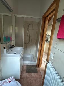 Ένα μπάνιο στο Ferienwohnung Schlern