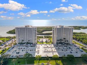 an aerial view of two tall buildings next to the beach at La Bella Vita on Marco - 1812 South Seas Tower 3 in Marco Island +38 photos