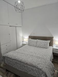 Postel nebo postele na pokoji v ubytování Μοντέρνο μεγάλο διαμέρισμα με δωρεάν parking, κατοικίδια κοντά στην Ακρόπολη