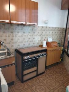 eine Küche mit Herd und Spüle in der Unterkunft La Casa Ottagonale! in Alba Adriatica