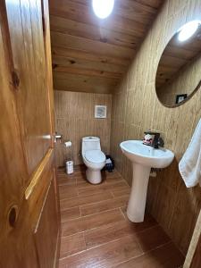 a bathroom with a toilet and a sink at Villa RG in Jarabacoa +19 photos
