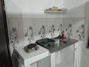 a kitchen with a sink and a counter top at Hospedagem Chapéu Virado in Belém