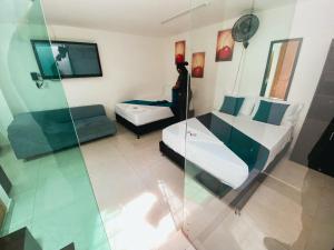 Krevet ili kreveti u jedinici u okviru objekta Hotel Lleras # 1