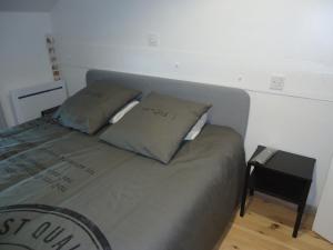 a bed with two pillows on it in a room at Les spas de la Chartreuse in Tarbes