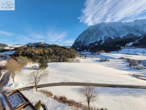 an aerial view of a snow covered valley with a mountain at Apartment Theresia by FiS - Fun in Styria in Bad Mitterndorf