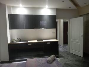a kitchen with a sink and a counter top at Apartman BOKA in Banja Koviljača