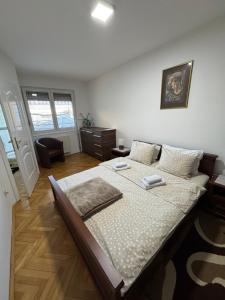 a bedroom with a large bed in a room at M&G centar grada in Požarevac