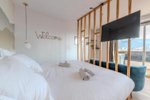 Studio vue montagne客房内的一张或多张床位