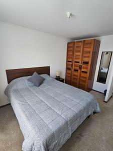 纳塔列斯港Casa Grey的一间卧室配有一张大床和一个木制橱柜