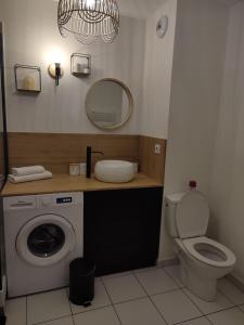 W łazience znajduje się pralka i umywalka. w obiekcie T2 en centre ville avec place de parking privative w mieście Le Mans +12 zdjęć