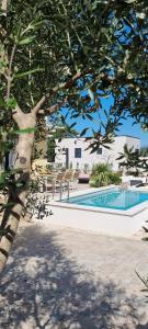 a swimming pool with chairs next to a building at Villa Korta Regina in Ston +25 photos