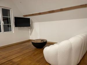 TV a/nebo společenská místnost v ubytování Gite balnéo