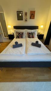Posteľ alebo postele v izbe v ubytovaní Modernes & ruhiges Apartment mit Balkon