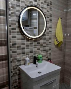 a bathroom with a sink and a mirror at NelaLux in Podgradac +30 photos