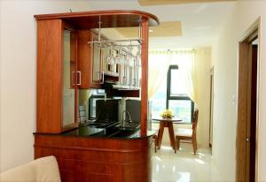 a kitchen with a counter top in a room at Nha Trang Apartment - Unit 3706 in Nha Trang