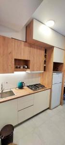 a kitchen with a sink and a stove top oven at Trialeti Sweet Home in Bakuriani +5 photos