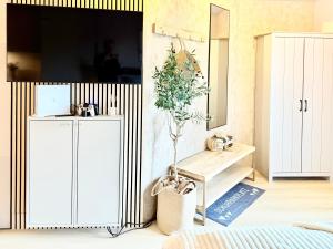 TV a/nebo společenská místnost v ubytování Komfort-Studio in Oberwinter bei Bonn - mit PlayStation 4