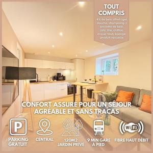 Η κουζίνα ή μικρή κουζίνα στο Le Saphir - Parking, Jardin Privé, Hyper-Centre & Calme