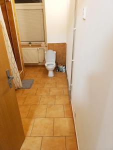 a bathroom with a toilet in a room at LEVNÉ UBYTOVÁNÍ Ústí nad Labem in Ústí nad Labem