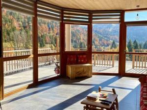 a living room with a view of a mountain at Appartement moderne à La Bresse, 2 chambres, accès PMR - FR-1-589-687 in La Bresse