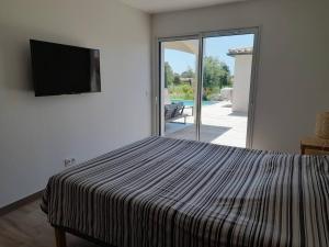 TV a/nebo společenská místnost v ubytování Villa spacieuse à Zonza avec piscine privée