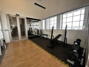 a gym with treadmills and exercise equipment in a room at The CittyPlex Experience in Osasco