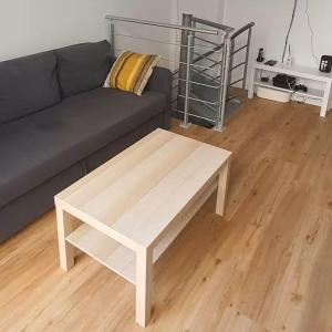 a living room with a couch and a coffee table at Charm in Heart of Paris Vaugirard in Paris