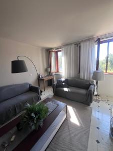 un soggiorno con due divani e un tavolo di Le case di Anita in Toscana - Arezzo ad Arezzo
