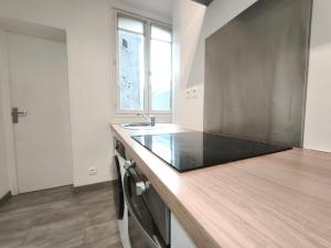 a kitchen with a counter top and a sink at T2 Moderne Centre Ville in Le Havre +22 photos