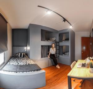 Kuchyň nebo kuchyňský kout v ubytování Hostel La Moneda