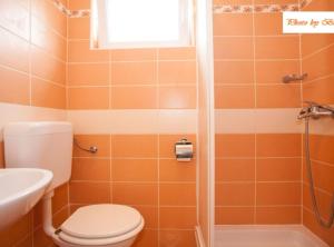 une salle de bains avec toilettes et lavabo dans l'établissement Apartments Bionda, à Novi Vinodolski