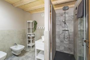 a bathroom with a shower and a toilet and a sink at Malga Laben Apartments in Velo Veronese +43 photos
