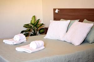 a bed with pink towels on top of it at Alamo Hotel in Villa Carlos Paz +47 photos