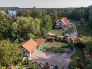 an aerial view of a house with a yard at Lawendowy Dom in Spychowo