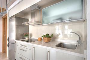a kitchen with a sink and a refrigerator at Beds & Breaks Pergolesi in Valencia