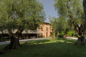 a group of trees in front of a building at AGRITURISMO RIPA DEL BOSCO in Capriolo