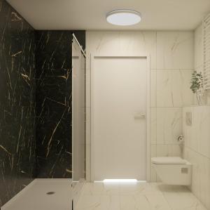 un baño con ducha y WC en Plac Wolności 6 airconditioning, en Poznan 14 fotos más