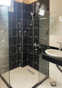 a bathroom with a shower and a sink at Karima House in Luxor +83 photos