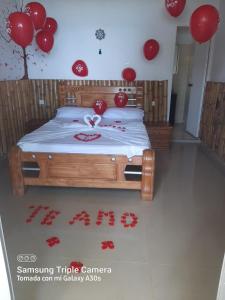 Katil atau katil-katil dalam bilik di Hostal Hilltop Sapzurro