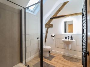 un baño con inodoro y lavabo en Merddwr, en Corwen 62 fotos más