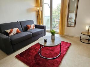 a living room with a couch and a table at Agréable Studio - Centre ville - Balcon in Toulouse