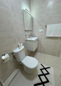 un bagno con un water bianco e un lavandino di Appartement Moderne a Meknès