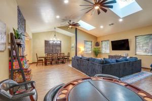 a living room with a couch and a table at Furnished Gazebo with View Rustic Williams Retreat! in Williams