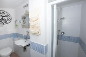 ein Bad mit einer Dusche, einem Waschbecken und einem WC in der Unterkunft Sweet Dream Penthouse in Rom