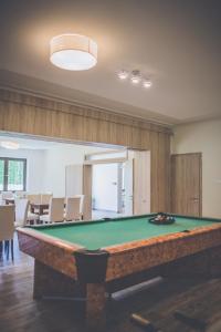 a pool table in the middle of a room at Diás Panzió in Orfű