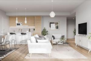 TV a/nebo společenská místnost v ubytování Spacious 2BDR Apartment with Private Sauna